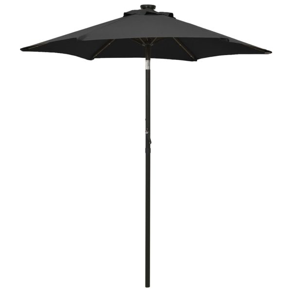 Guarda-sol c/ luzes LED 200x211 cm alumínio preto