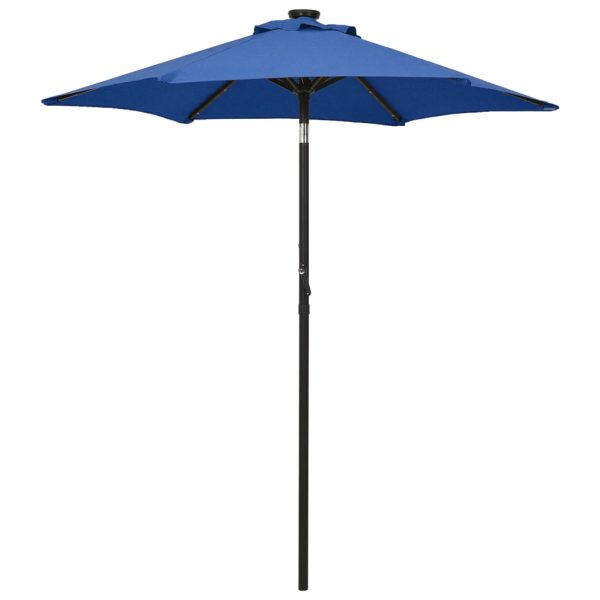 Guarda-sol c/ luzes LED 200x211 cm alumínio azul-ciano