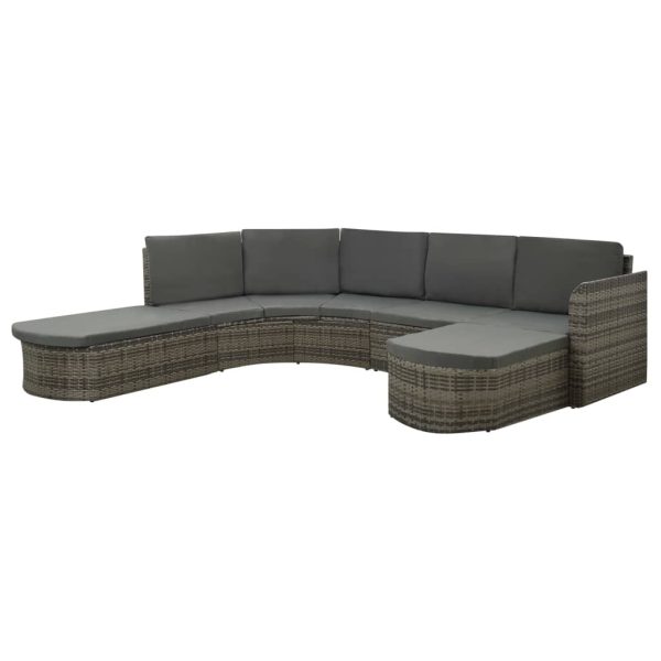 4 pcs conjunto lounge de jardim c/ almofadões vime PE cinzento