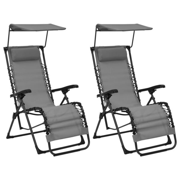 Cadeiras de pátio dobráveis 2 pcs textilene cinzento