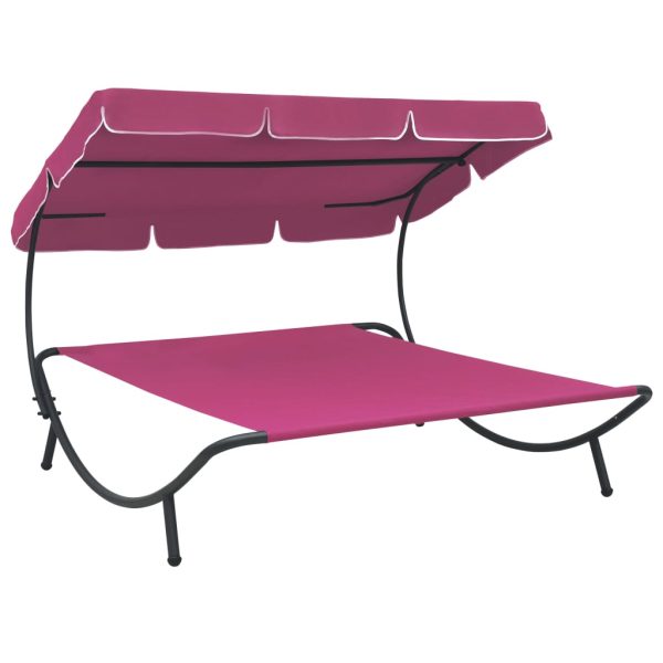 Espreguiçadeira jardim com toldo rosa