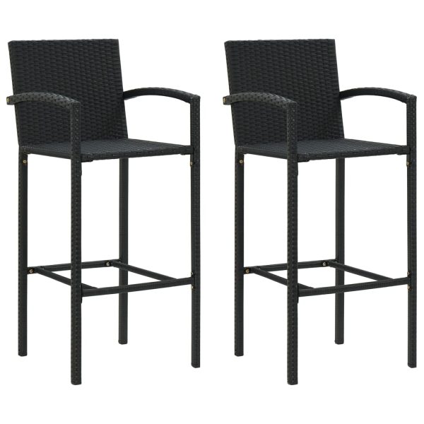 Bancos de bar 2 pcs vime PE preto