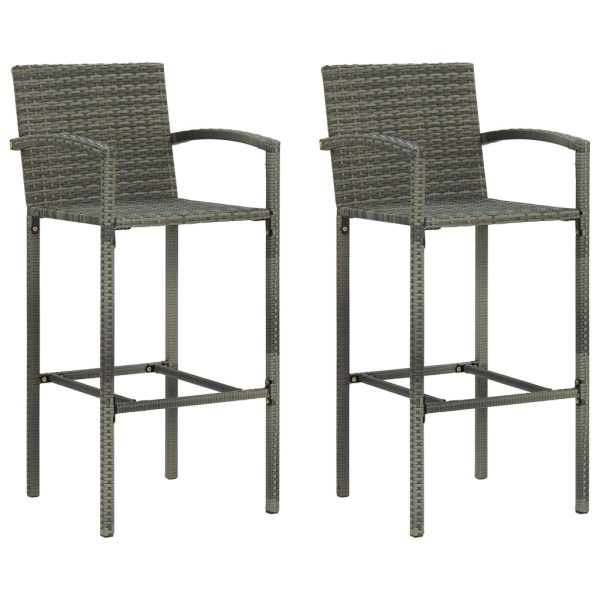Bancos de bar 2 pcs vime PE cinzento