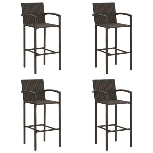 Bancos de bar 4 pcs vime PE castanho