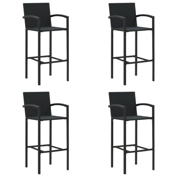 Bancos de bar 4 pcs vime PE preto