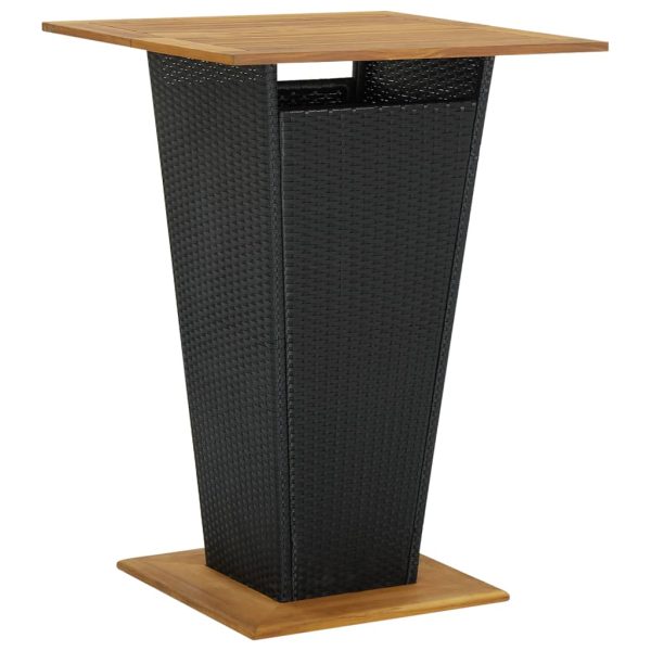 Mesa de bar 80x80x110 cm vime PE e acácia maciça preto