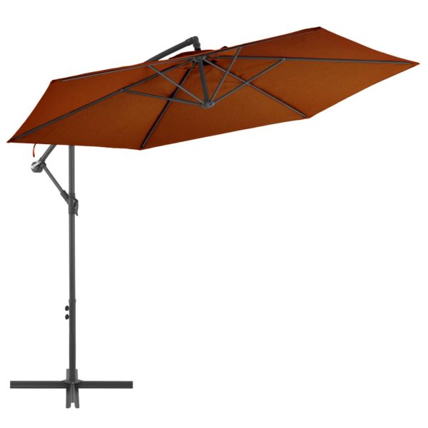 Guarda-sol cantilever com mastro alumínio 300 cm terracota
