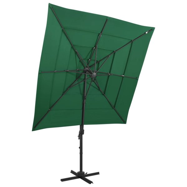 Guarda-sol de 4 camadas com poste de alumínio 250x250 cm verde