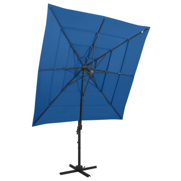 Guarda-sol 4 camadas c/ poste de alumínio 250x250 cm azul-ciano