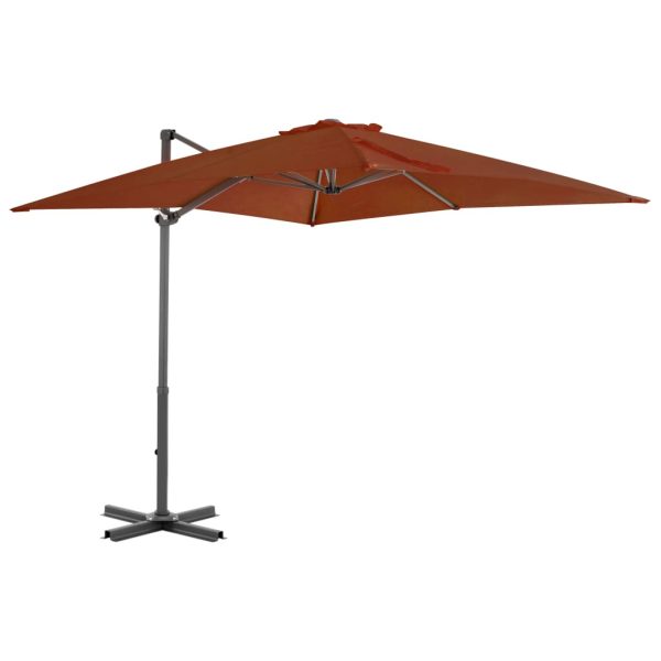 Guarda-sol cantilever com poste de alumínio 250x250cm terracota