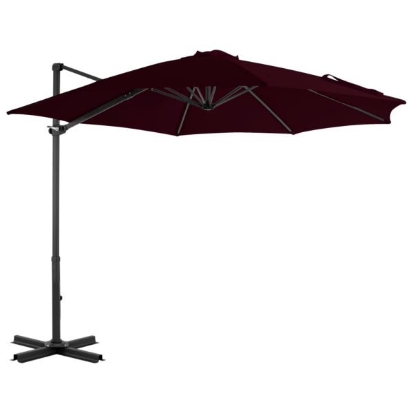 Guarda-sol cantilever com poste de alumínio 300 cm vermelho