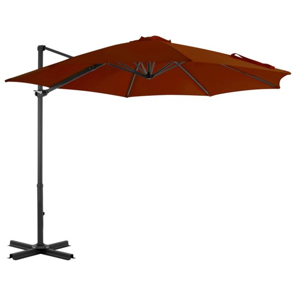 Guarda-sol cantilever com poste de alumínio 300 cm terracota