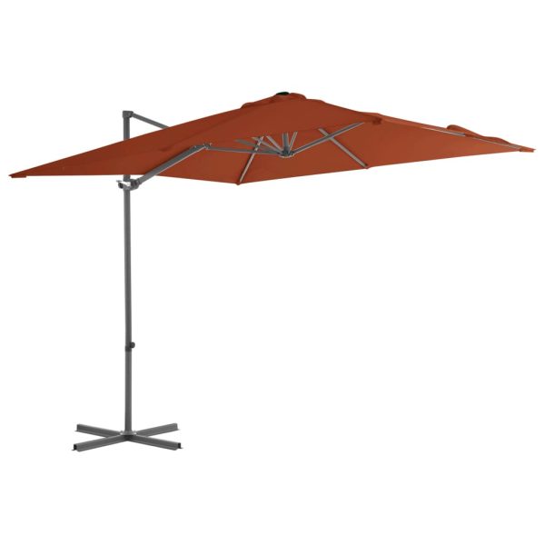 Guarda-sol cantilever com poste de aço 250x250 cm terracota