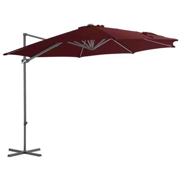 Guarda-sol cantilever com poste de aço 300 cm bordô