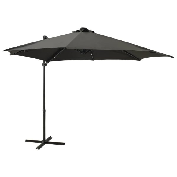 Guarda-sol cantilever c/ poste e luzes LED 300 cm antracite