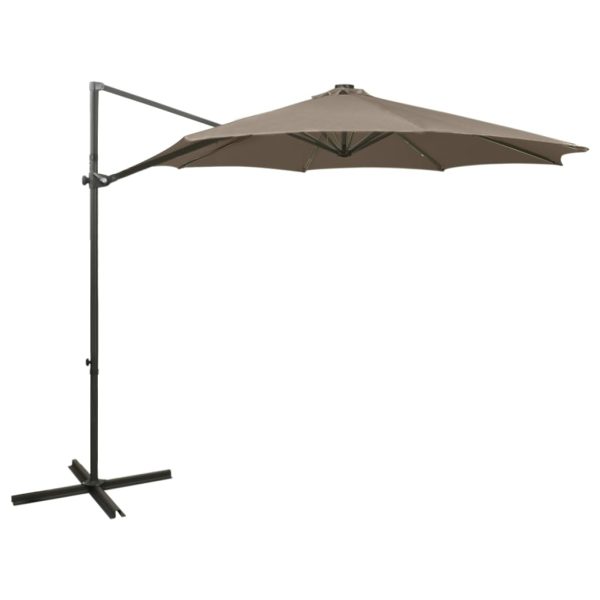 Guarda-sol cantilever c/ poste e luzes LED 300 cm cinza-acast.