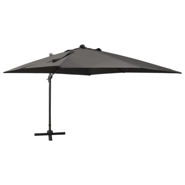 Guarda-sol cantilever c/ poste e luzes LED 300 cm antracite