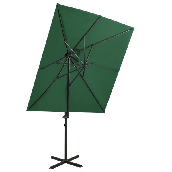 Guarda-sol cantilever toldo duplo 250x250 cm verde