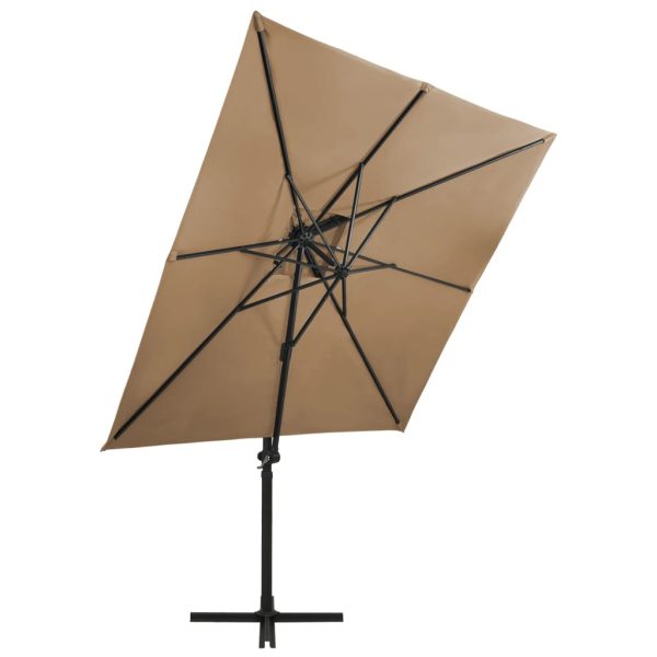 Guarda-sol cantilever toldo duplo 250x250 cm cinza-acastanhado