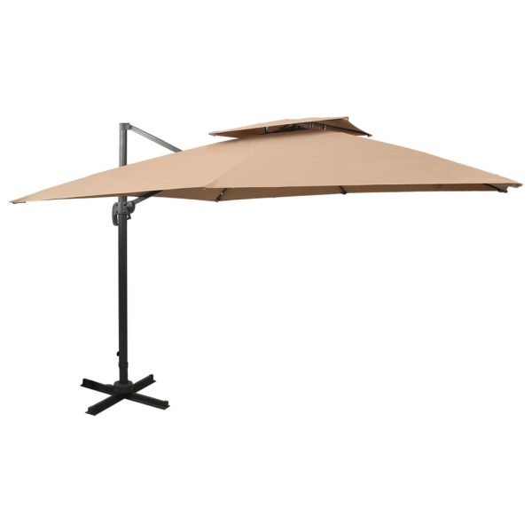 Guarda-sol cantilever com toldo duplo 300x300 cm cinza-acast.