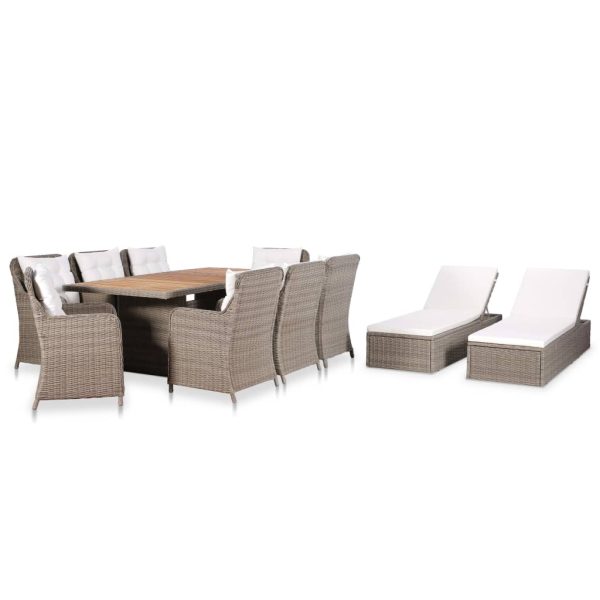 11 pcs conjunto de jantar para jardim vime PE