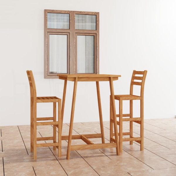 3 pcs conjunto de bar para exterior madeira de acácia maciça