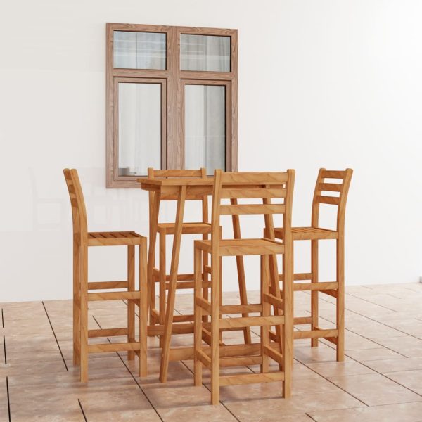 5 pcs conjunto de bar para exterior madeira de acácia maciça