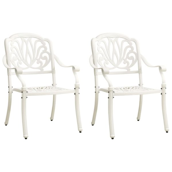 Cadeiras de jardim 2 pcs alumínio fundido branco