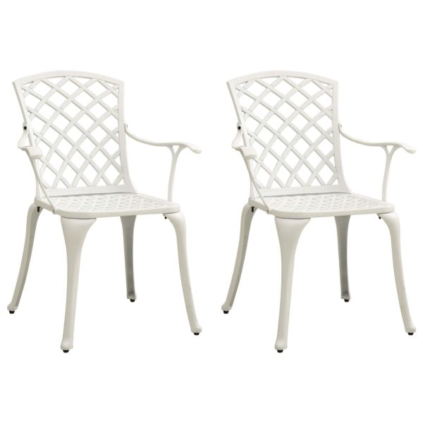 Cadeiras de jardim 2 pcs alumínio fundido branco