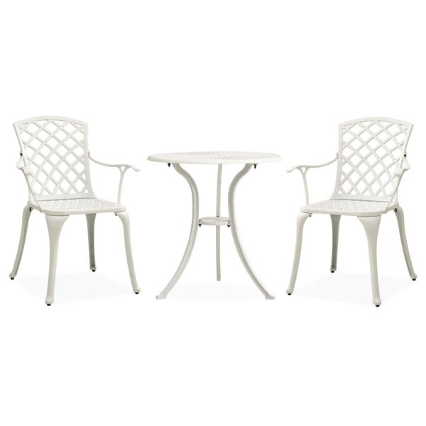 3 pcs conjunto de bistrô alumínio fundido branco