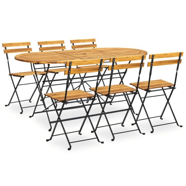 7 pcs conjunto dobrável de jantar p/ jardim acácia maciça