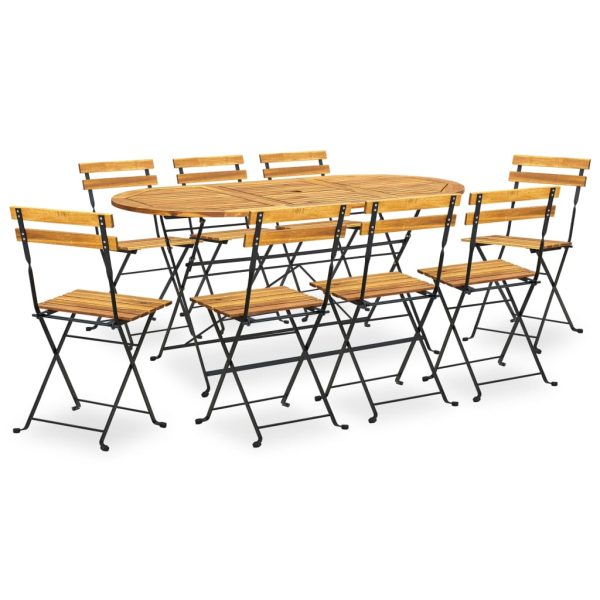 9 pcs conjunto de jantar dobrável p/ exterior acácia maciça