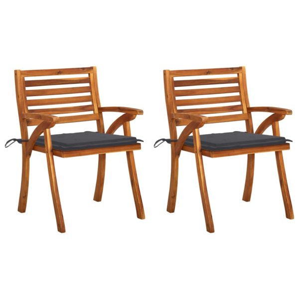 Cadeiras de jantar jardim c/ almofadões 2 pcs acácia maciça