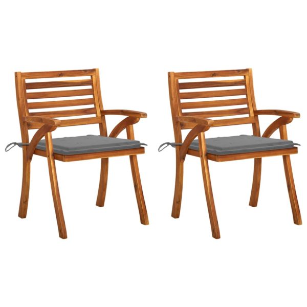 Cadeiras de jantar p/ jardim c/ almofadões 2 pcs acácia maciça