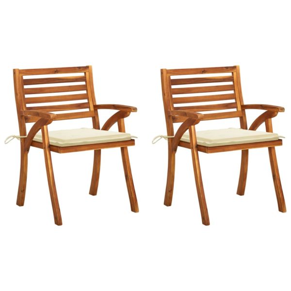 Cadeiras de jantar p/ jardim c/ almofadões 2 pcs acácia maciça