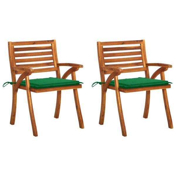 Cadeiras de jantar p/ jardim c/ almofadões 2 pcs acácia maciça