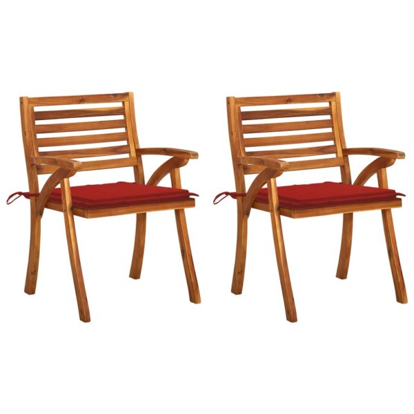 Cadeiras de jantar p/ jardim c/ almofadões 2 pcs acácia maciça