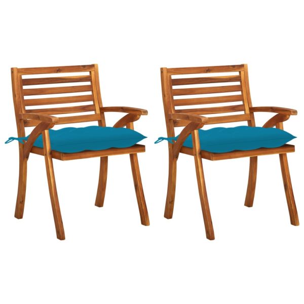 Cadeiras de jantar jardim c/ almofadões 2 pcs acácia maciça