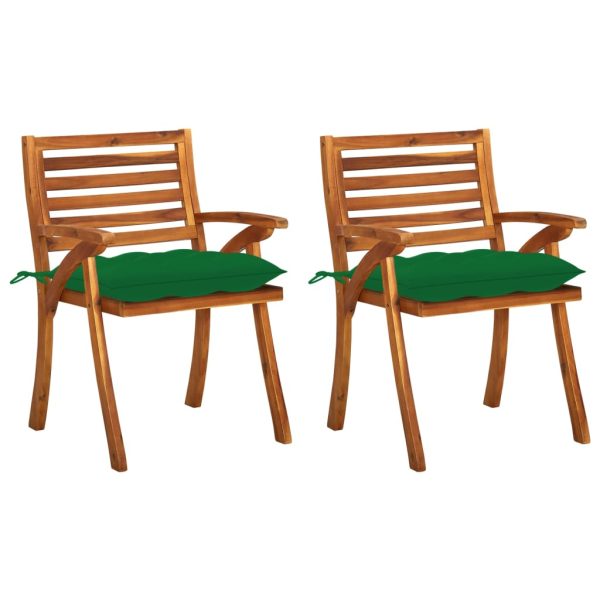 Cadeiras de jantar jardim c/ almofadões 2 pcs acácia maciça