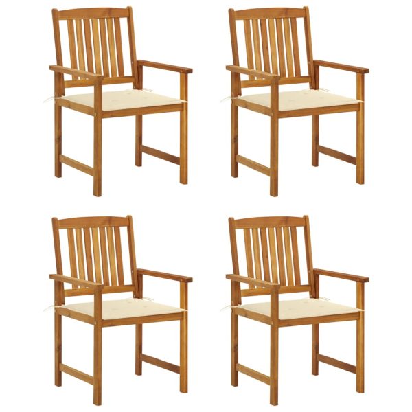 Cadeiras de jardim c/ almofadões 4 pcs madeira de acácia maciça