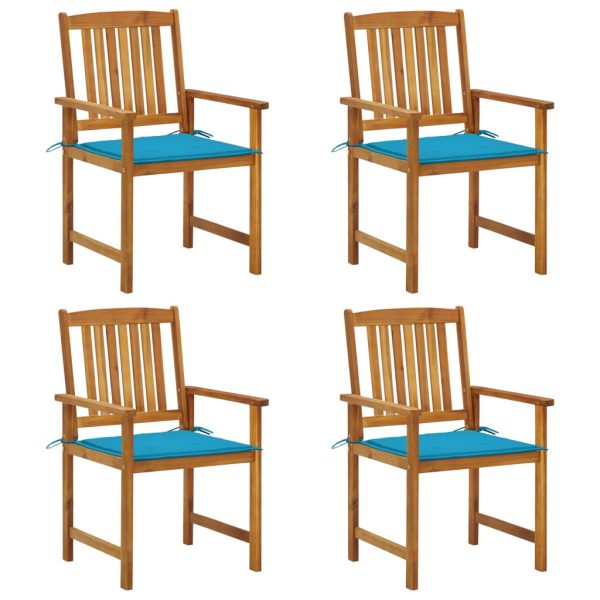 Cadeiras de jardim c/ almofadões 4 pcs madeira de acácia maciça