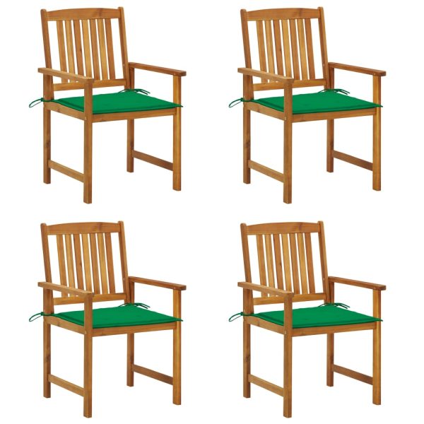 Cadeiras de jardim c/ almofadões 4 pcs madeira de acácia maciça