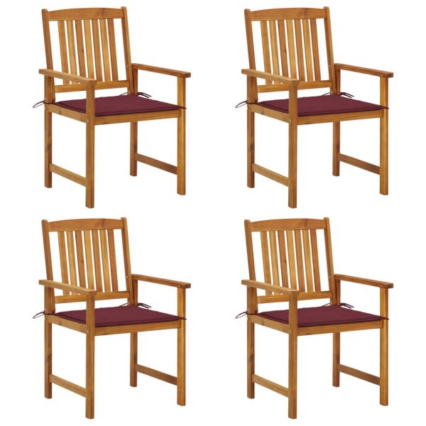 Cadeiras de jardim c/ almofadões 4 pcs madeira de acácia maciça
