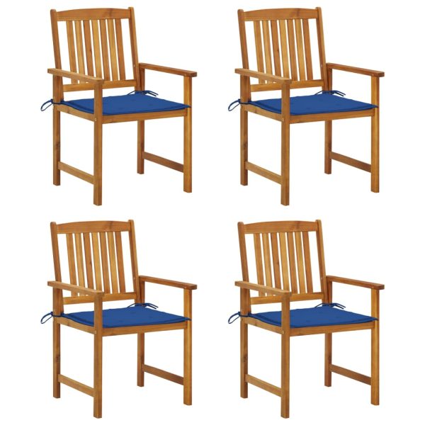 Cadeiras de jardim c/ almofadões 4 pcs madeira de acácia maciça