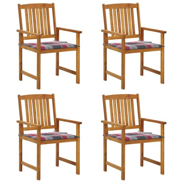 Cadeiras de jardim c/ almofadões 4 pcs madeira de acácia maciça