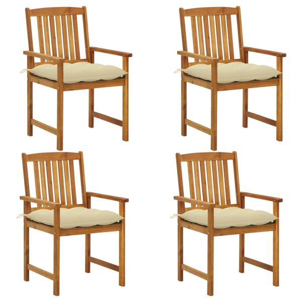 Cadeiras de jardim c/ almofadões 4 pcs madeira de acácia maciça
