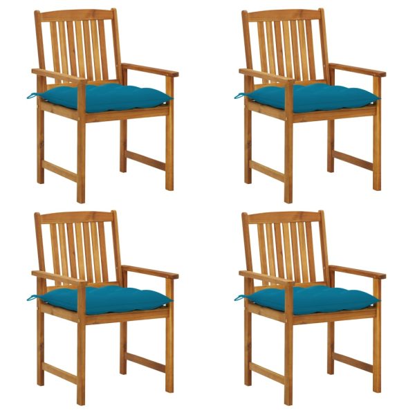 Cadeiras de jardim c/ almofadões 4 pcs madeira de acácia maciça