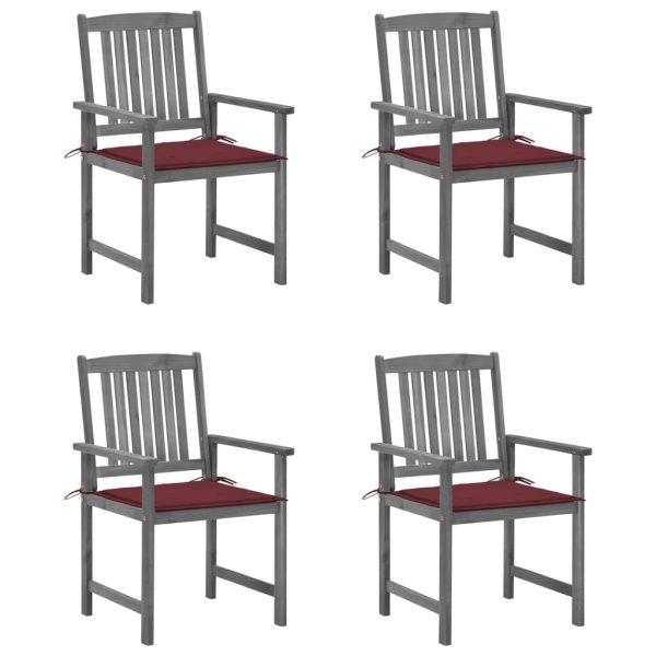 Cadeiras de jardim com almofadões 4 pcs acácia maciça cinza