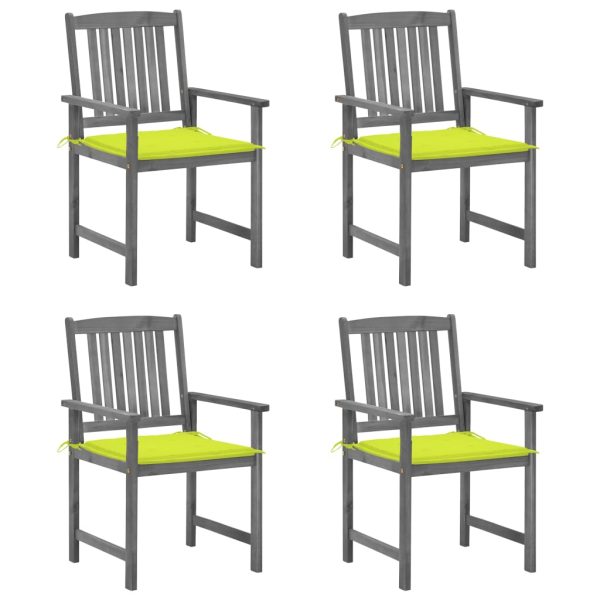 Cadeiras de jardim com almofadões 4 pcs acácia maciça cinza