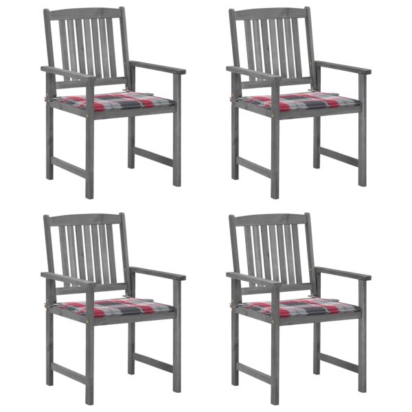 Cadeiras de jardim com almofadões 4 pcs acácia maciça cinza